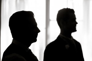 silhouettes of the groom and his groomsmen