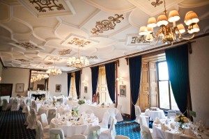 dining room set for wedding breakfast at dalhousie castle