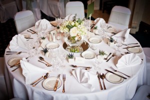 table set beautiully for wedding breakfast