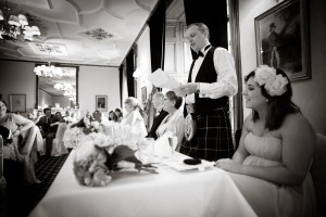 top table ruring best man's speech at scottish wedding at dalhousie castle