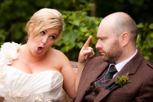 bride scolds groom at wedding