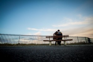 engagement photography st andrews bench