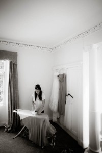 bride ironing dress