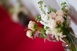 vase of flowers at wedding
