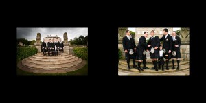 The Pollok House's stairs with the groom and groomsmen