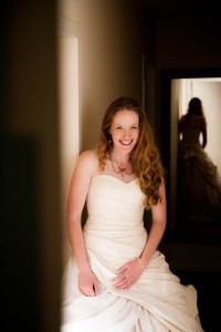 bride with red hair in dress