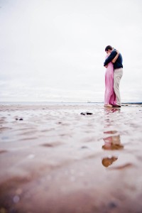 engagement photography portobello beach embrace