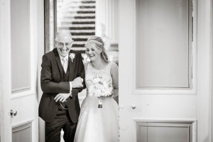 bride and father entrance at wedding at signet library edinburgh