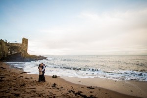 engagement photography st andrews kiss on beach