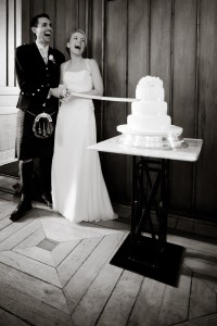 wedding cake cut with sword