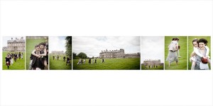 wedding party walk in grounds of hopetoun house