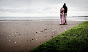 engagament photography portobello beach looking out to sea