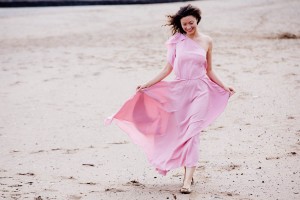 engagement photography portobello beach pink dress