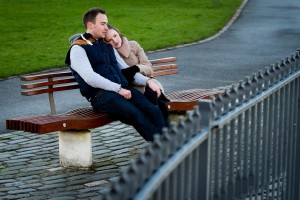 engagement photography st andrews on bench