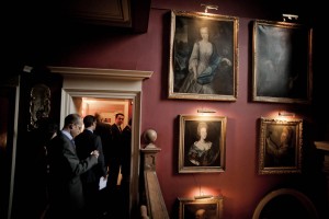 wedding guests and paintings at prestonfield house in edinburgh
