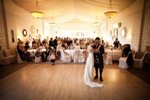 bride and groom first dance at mar hall glasgow